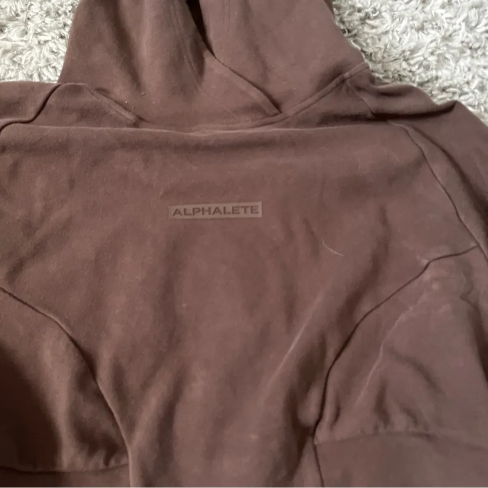 alphalete brown cropped hoodie size small - Image 2