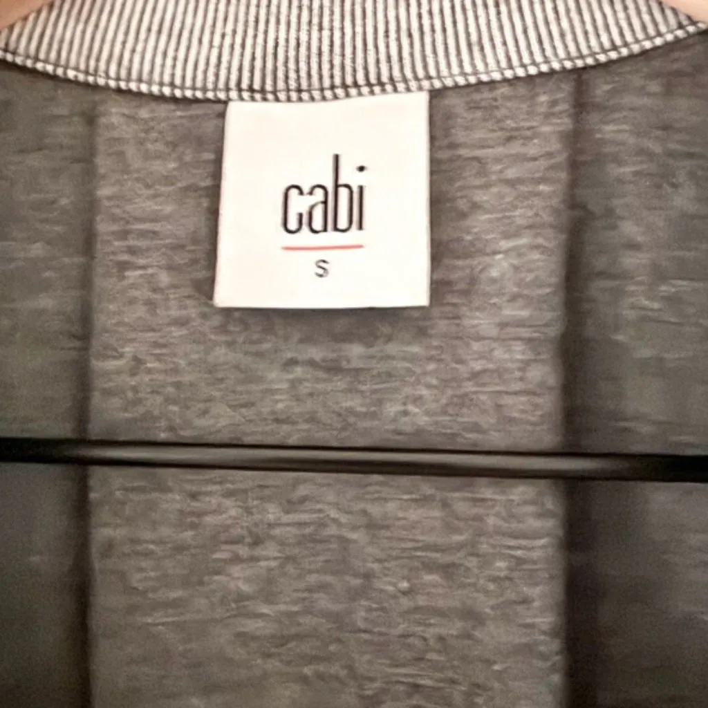 CAbi Jersey Knit Blazer Jacket with Zipper Detail in Thin Black & Gray Stripe S - Image 4
