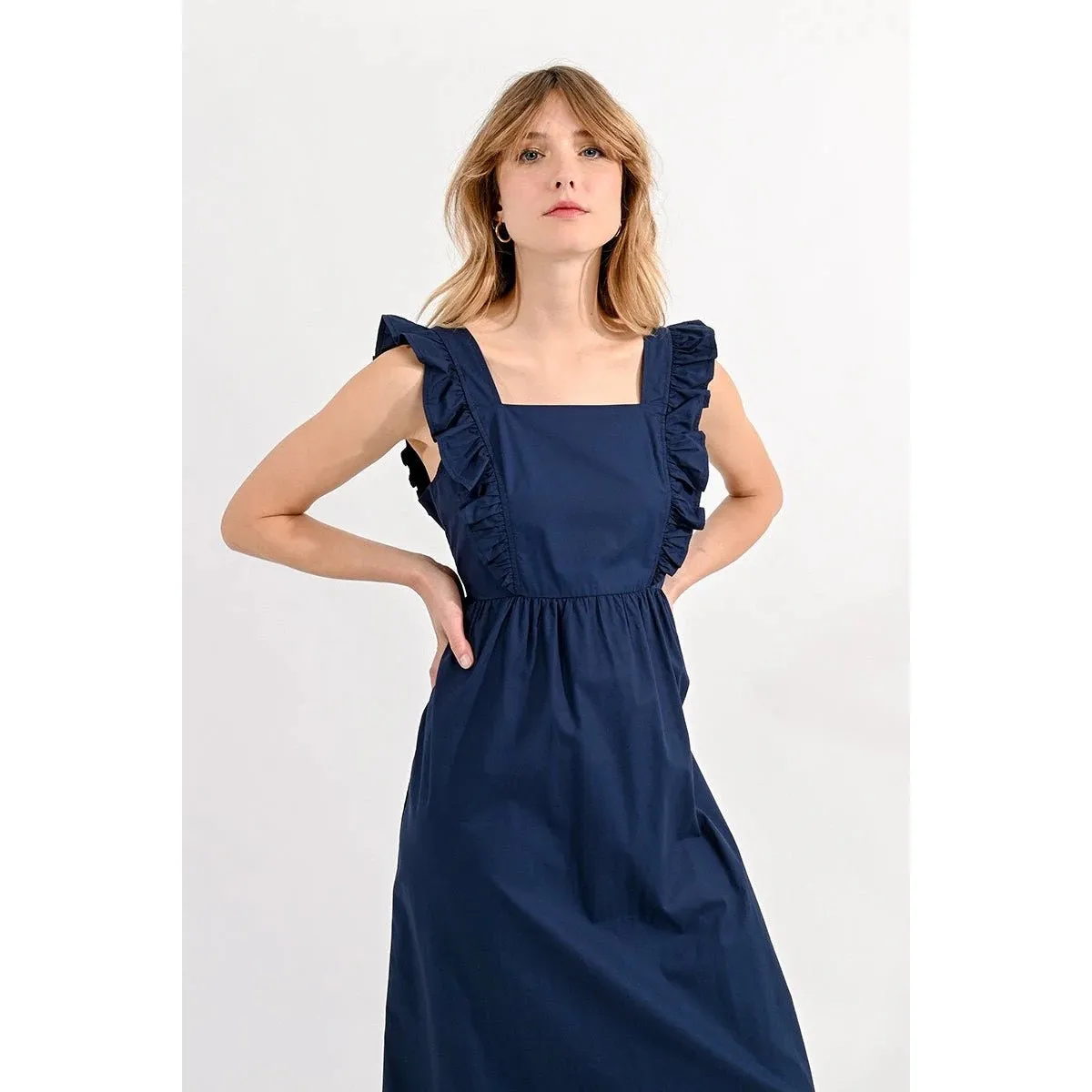 MOLLY BRACKEN RUFFLED‎ SQUARE NECKLINE LONG DRESS - Image 2