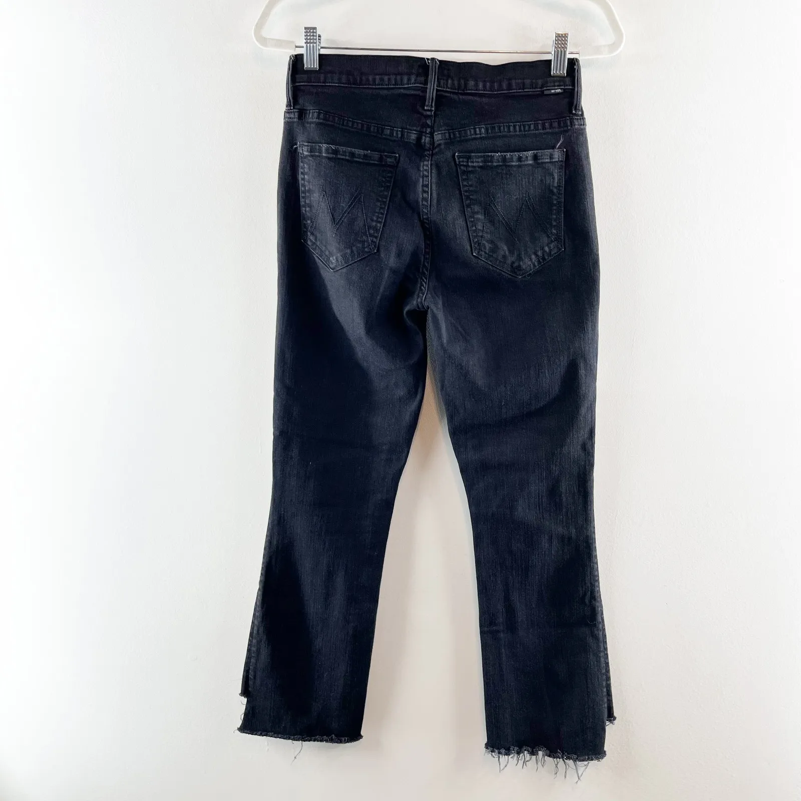 Mother High Waisted Denim The Insider Crop Step Fray Jeans Not Guilty Black 29 - Image 10