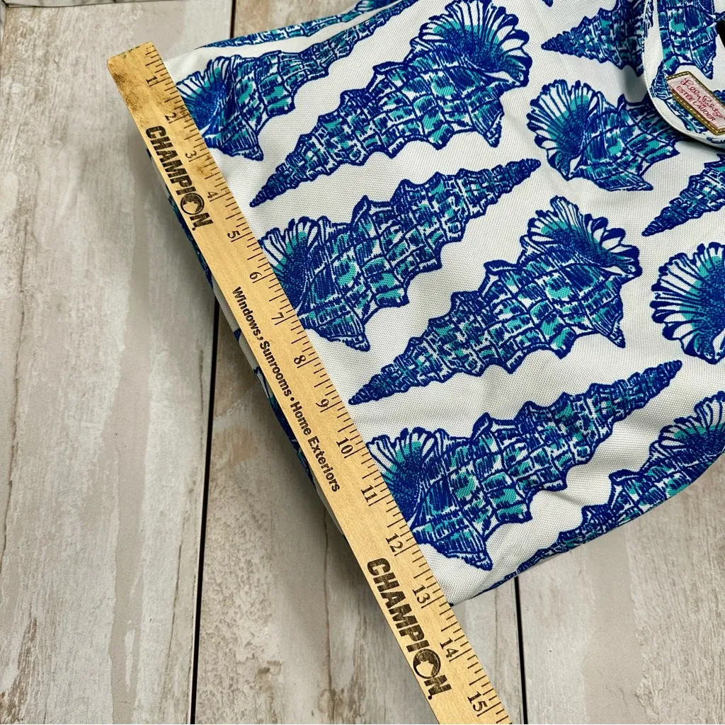 Estée Lauder X Lilly Pulitzer Blue White Seashell Nylon Tote Bag And Make Up Bag - Image 9