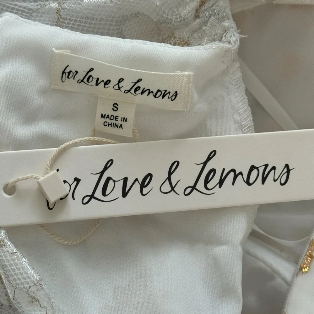 NWT $270 FOR LOVE & LEMONS Lupita Mini Dress Sz Small Lace Short Sleeve - Image 12