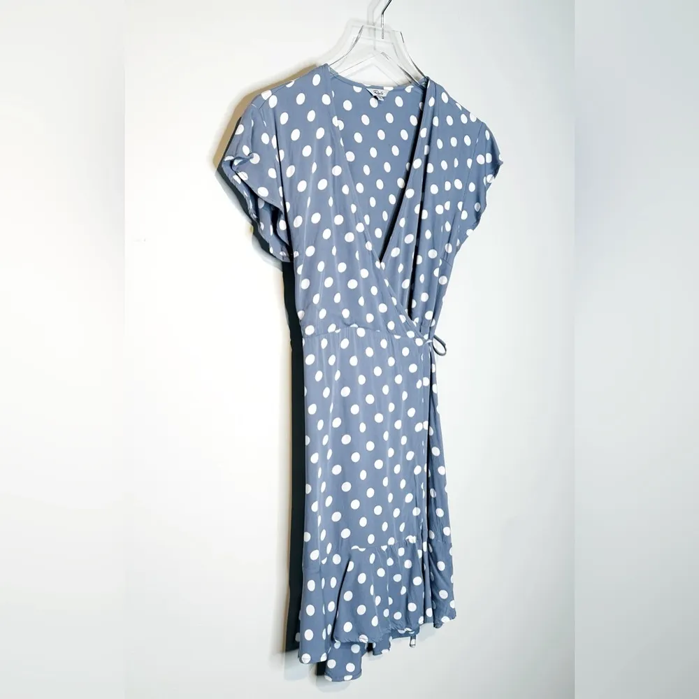 Rails Leanne Periwinkle Blue White Polka Dot Wrap Dress Size XS - Image 4