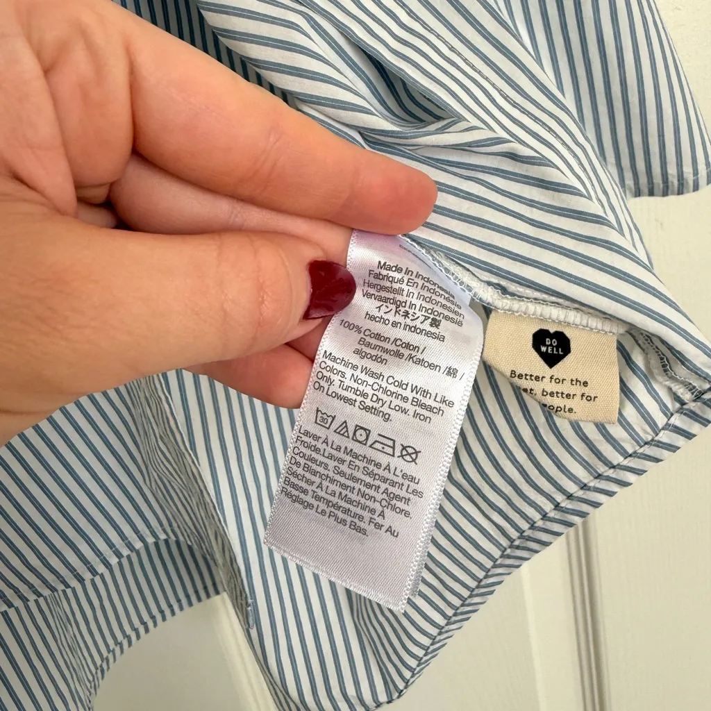 Madewell Courier Pintuck-Back Shirt in Stripe Blue White Oversized Cotton S - Image 8