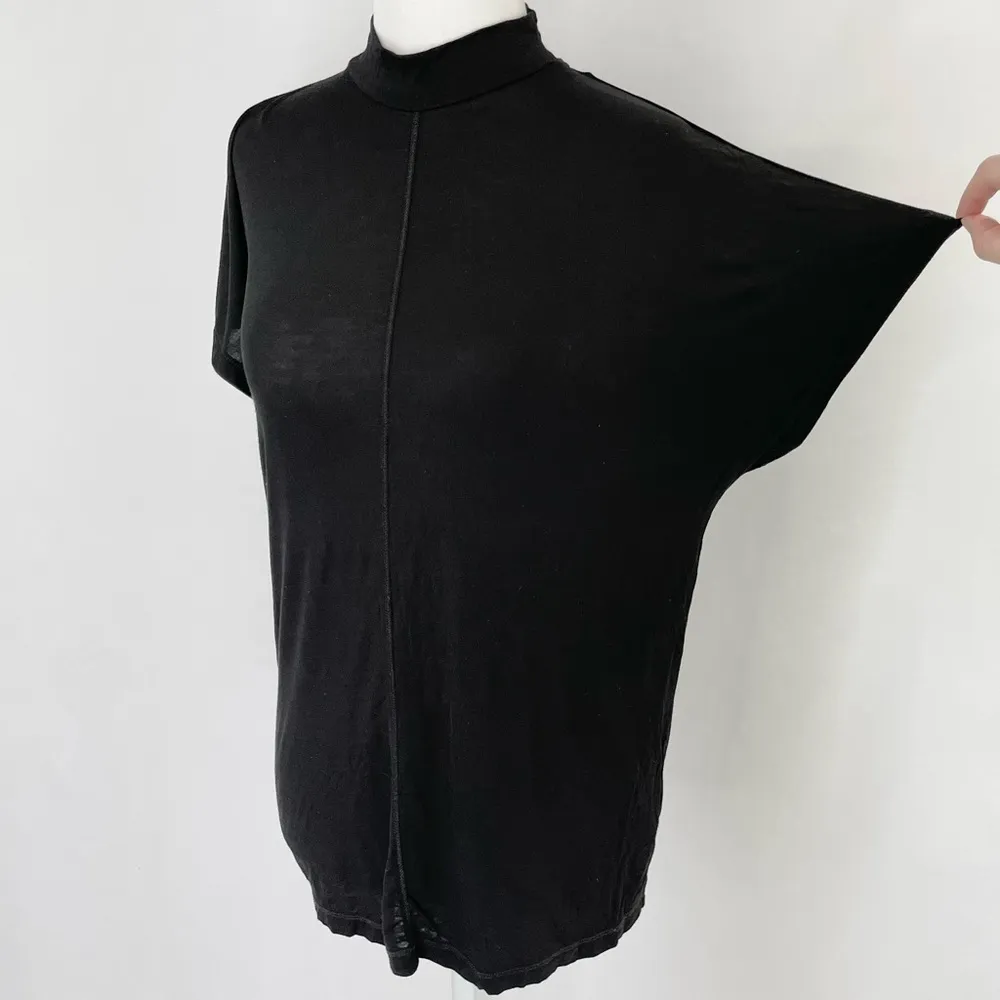 Mock Neck Dolman Short Sleeve Top Black Size Small - Image 7
