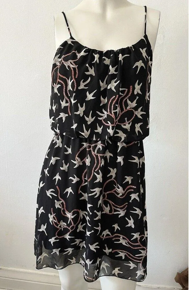 90s macy & taylor black scoop neck strappy fit flare dove Crane Dress Small - Image 5
