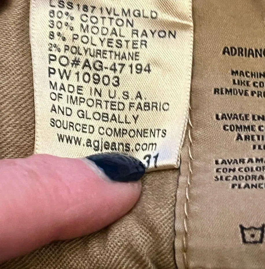 AG the quinne coated high waisted crop flare jean mustard yellow size 31 - Image 11