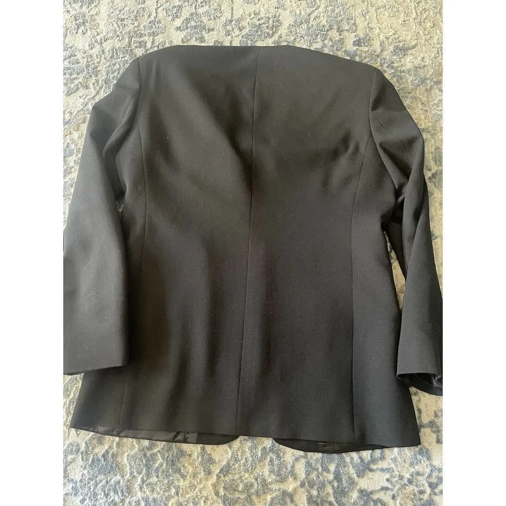 Women's Jos. A. Bank Size 10 Vintage Wool Black Shoulder Pad Blazer Trend Jacket - Image 6
