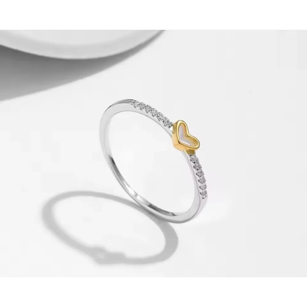 NEW PRETTY DAINTY‎ HEART RING | 925 STERLING SILVER RING, GOLD HEART RING SIZE 7 - Image 3