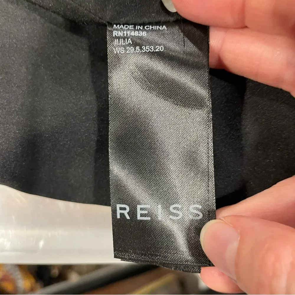 NWT black Reiss deep v electric lady dress ziggy zaggy pattern midi flowy shazam - Image 4