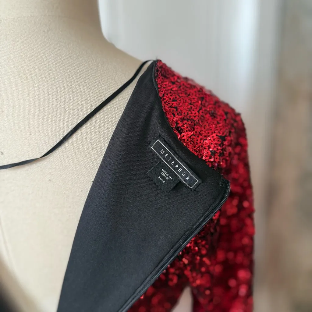 Metaphor Red Sequin Party Dress size Medium - Image 8