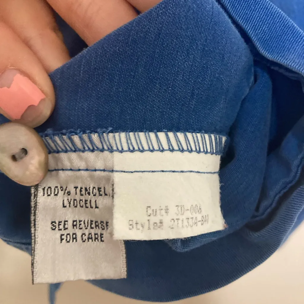 Vintage Blue Super Soft Tencel Button Down Shirt Size Small - Image 5