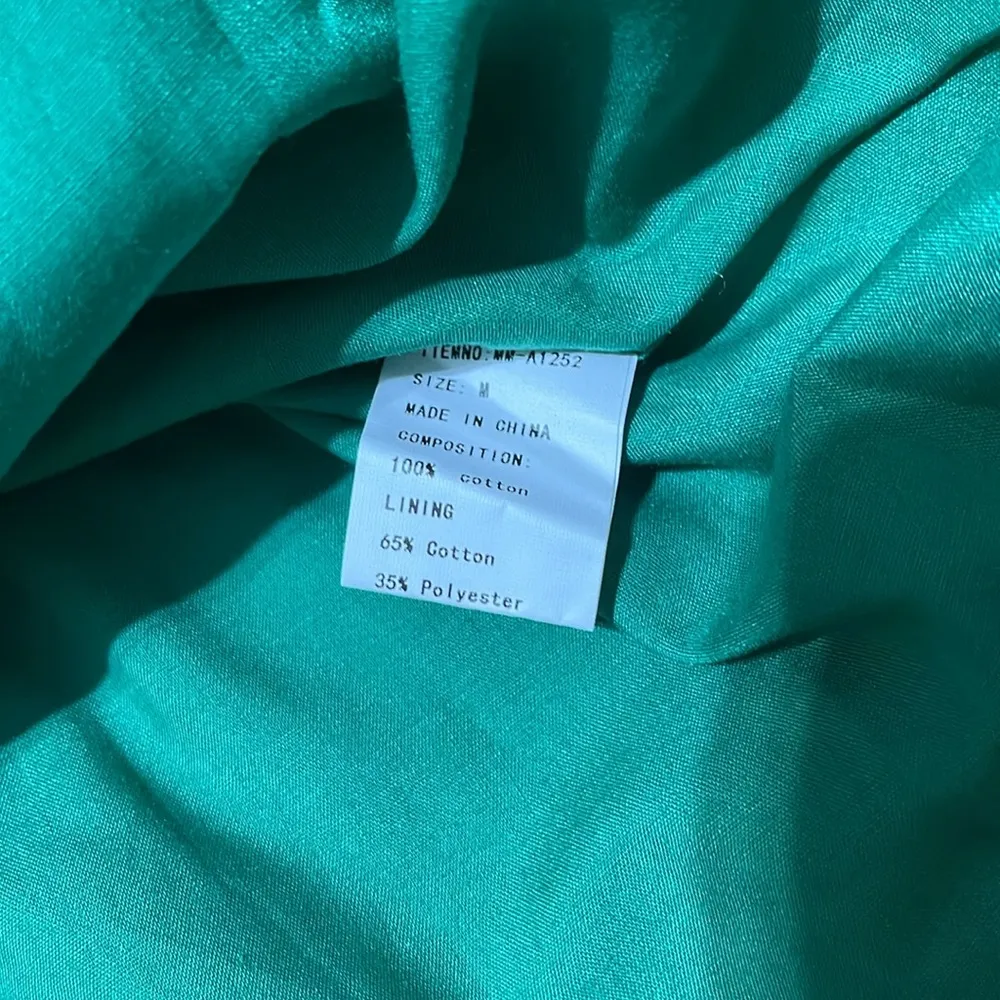 Green Ruffled Wrap Mini Dress with Bishop Sleeves Size M - Image 4