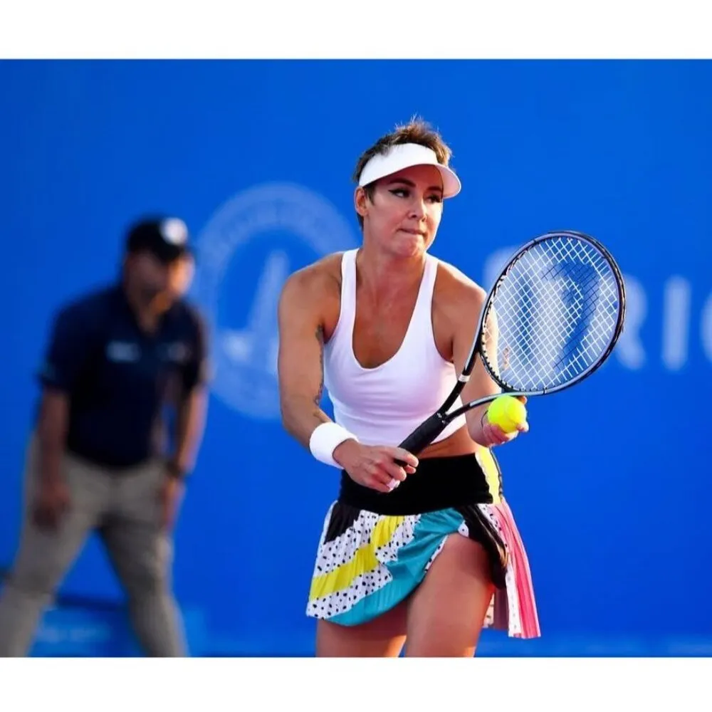 LUCKY IN LOVE X Bethanie Mattek Sands Court Worn Multi Dot Tennis Skort Sz M - Image 7