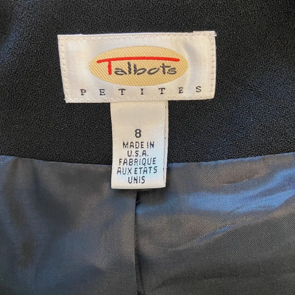 Talbots Black Longline Wool Open Front Blazer Jacket Size 8 Petite - Image 7