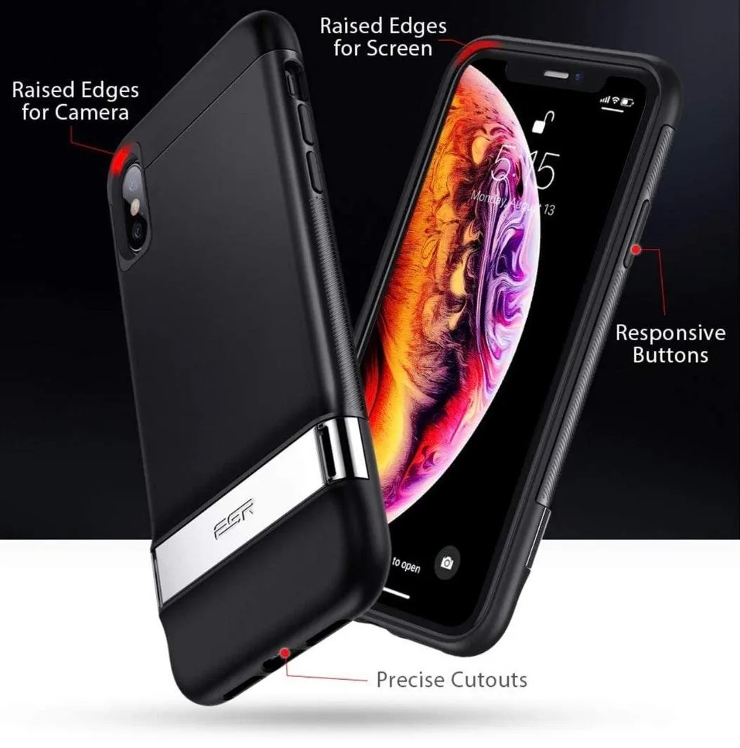 IPhone XS X Metal Kickstand Shock Protection Case Black - Image 4