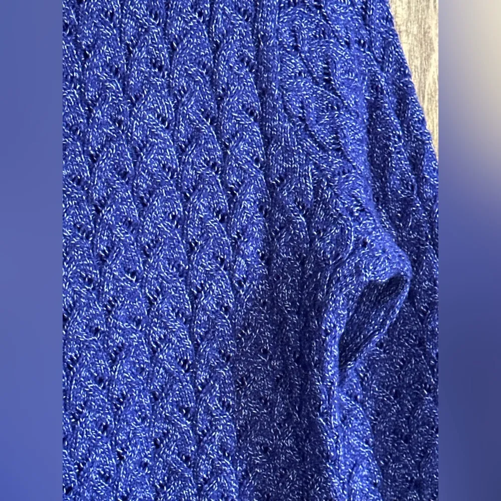 JCP (XS) Cable Knit Crew Neck Sweater purple/white marl 3/4 sleeves Purple - Image 5