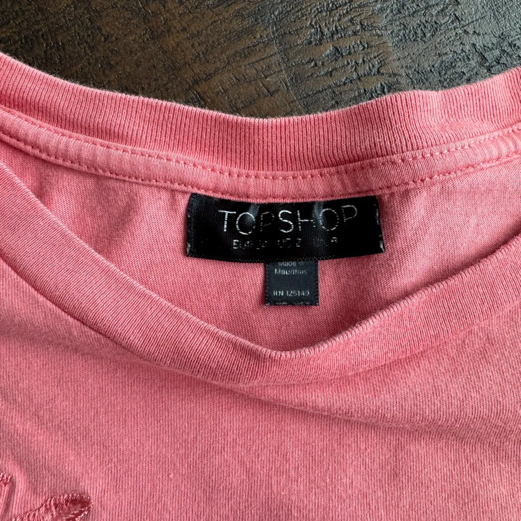 Topshop Coral Embroidered Short Sleeve Tee - Image 2