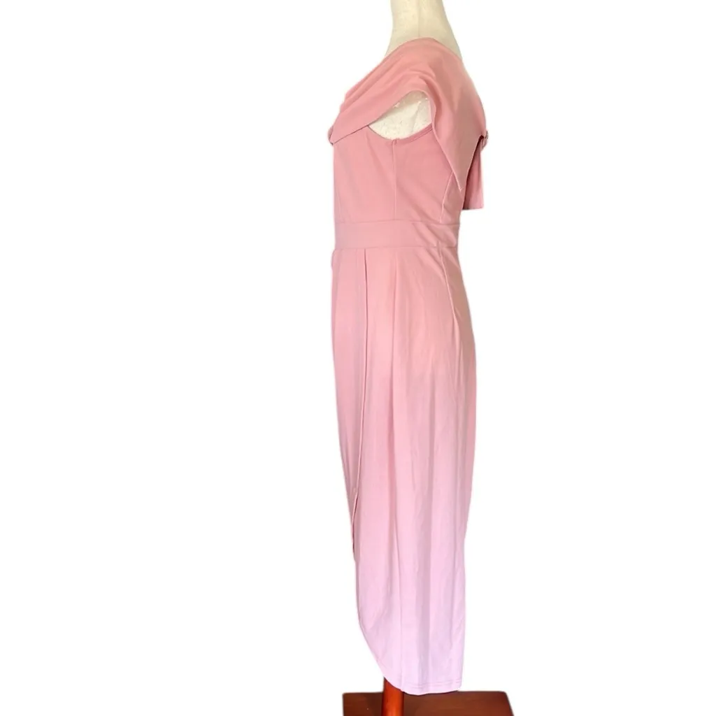 JJ’s House Asymmetrical Elegant Bodycon Cotton Blend Asymmetrical Midi Dress - Image 4