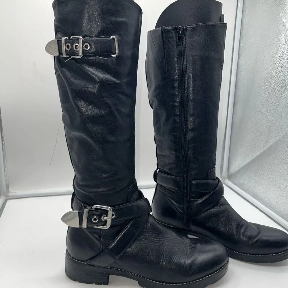 Marc Fisher Women's Black Misty Leather Knee High Riding Boots - Image 2