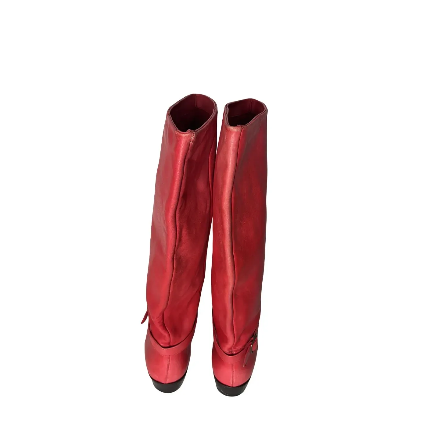 1990's Vintage Miss Capezio Red Leather Knee High Boots 8 M .Made in Brazil. - Image 5