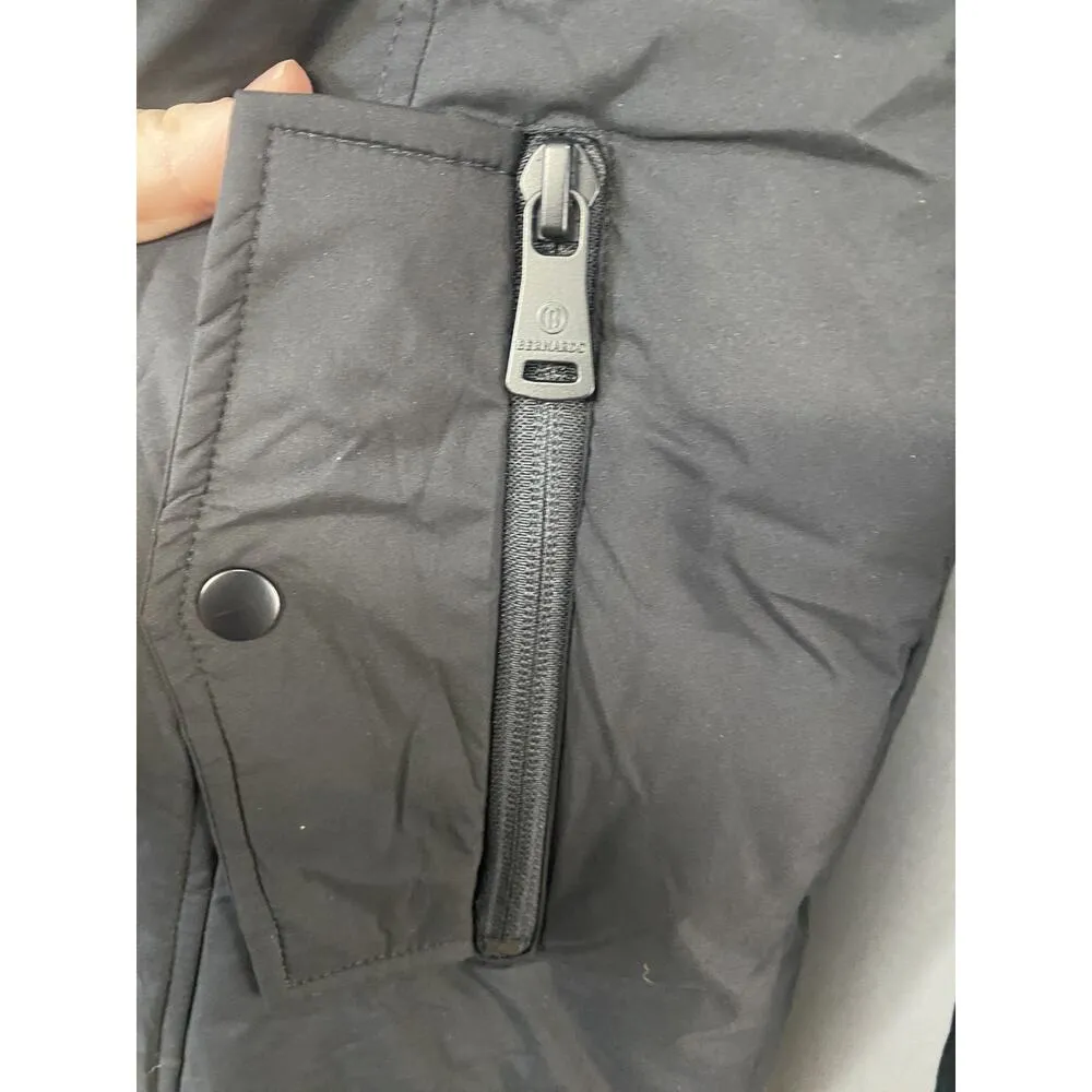 Bernardo Ecoplume Women's Medium Black Polyester Shiny Hood Puffer Coat with Bib - Image 8