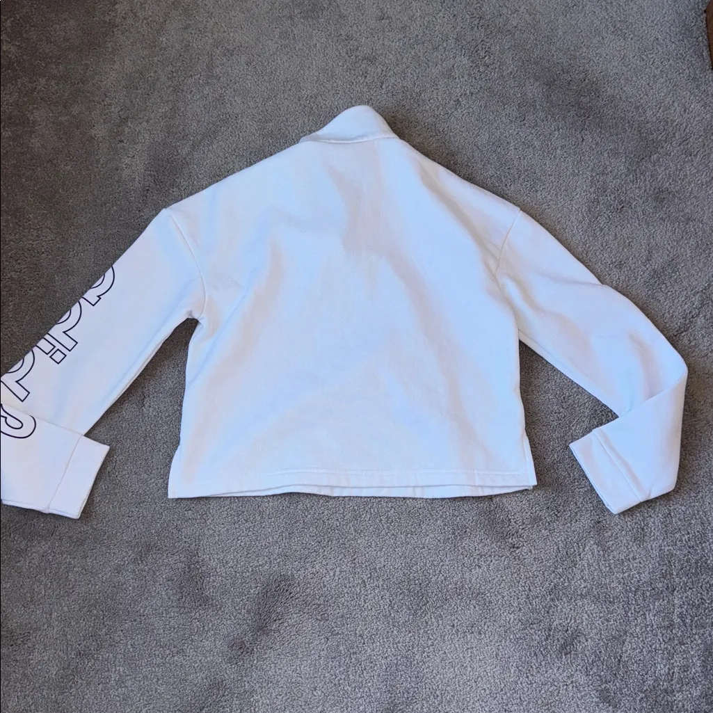 Adidas White Quarter Zip Cropped Sweatshirt SIZE S - Image 6
