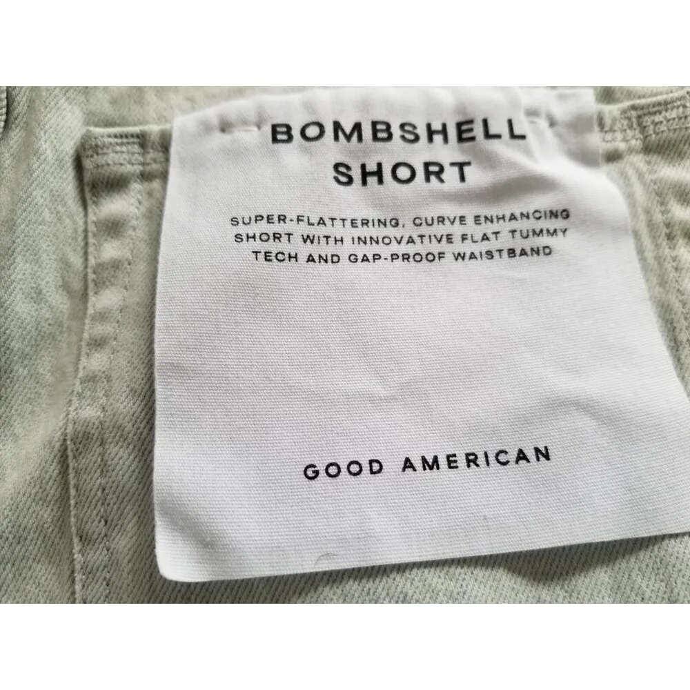 GOOD AMERICAN Bombshell Shorts Denim Blue Button Fly Womens Size 0/25 - Image 3