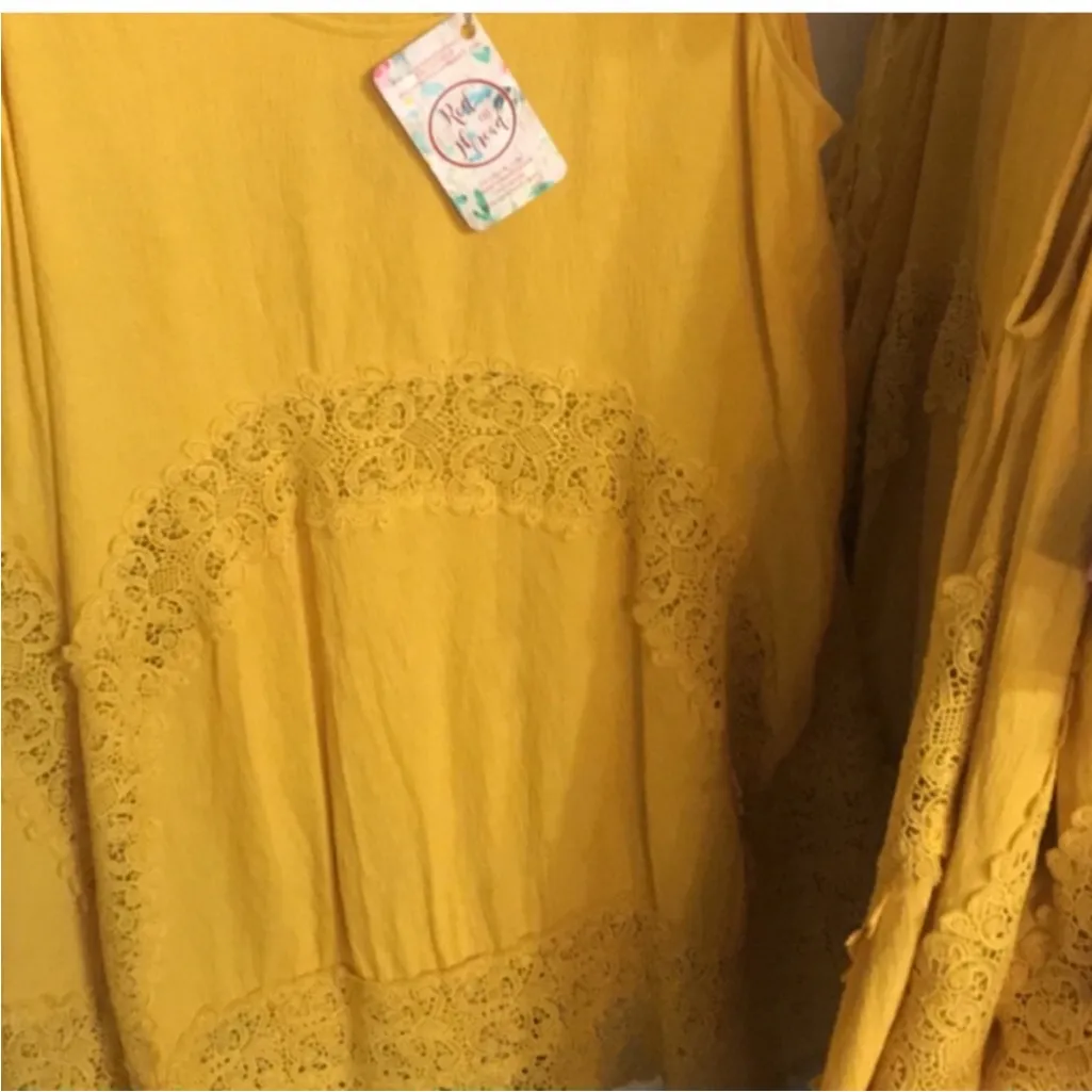 New Listicle Mustard Yellow Dress Medium Boho Dress - Image 4