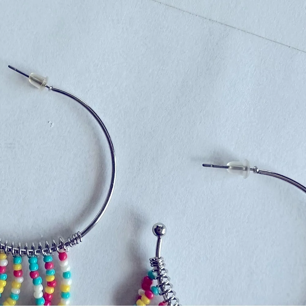 Hoops creole bohemian cascading dangly earrings, colorful beads, fashion jewelry - Image 6