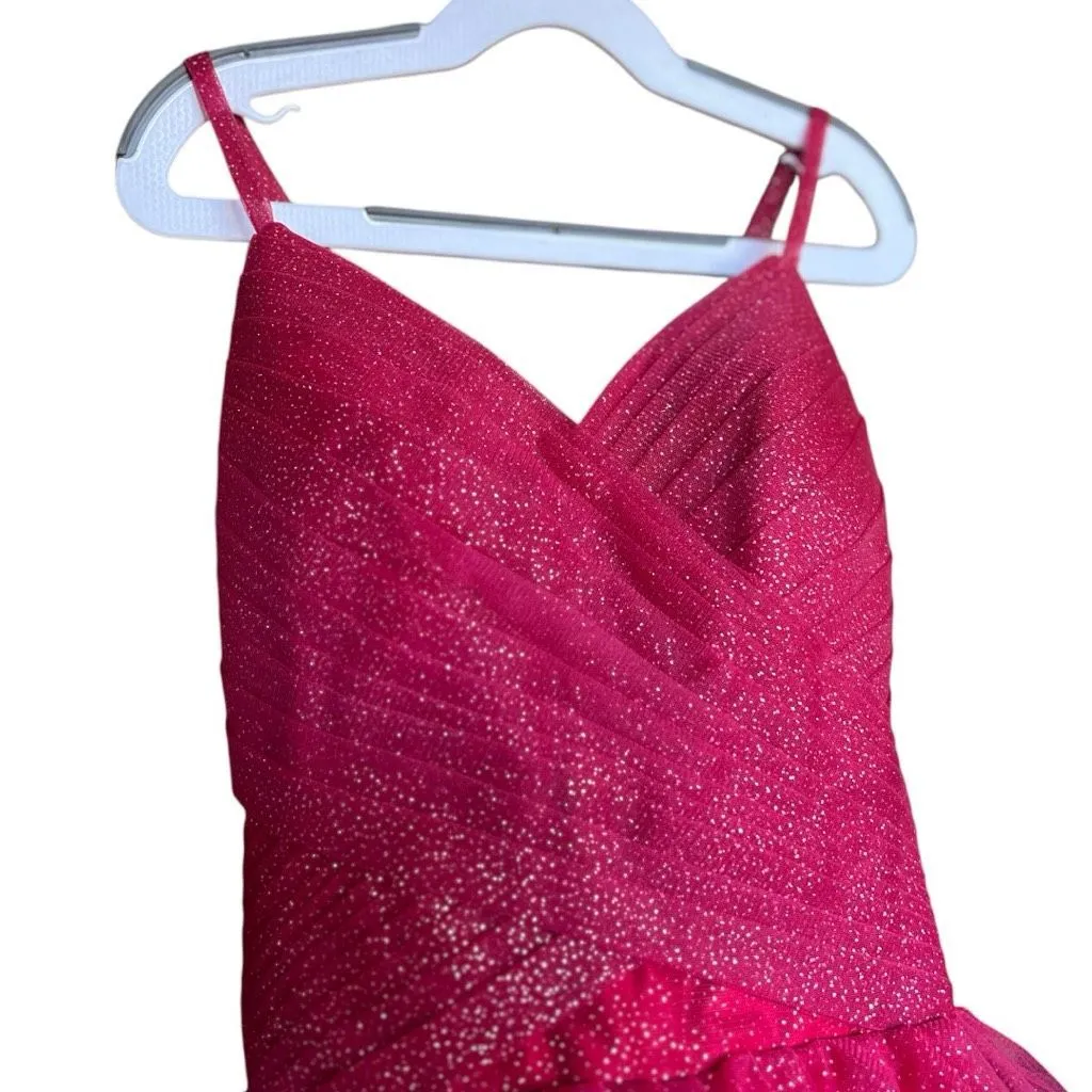 NWT Womens Lavetir Red Ruched Fit & Flare Red Shimmer Holiday Party Dress - Image 3