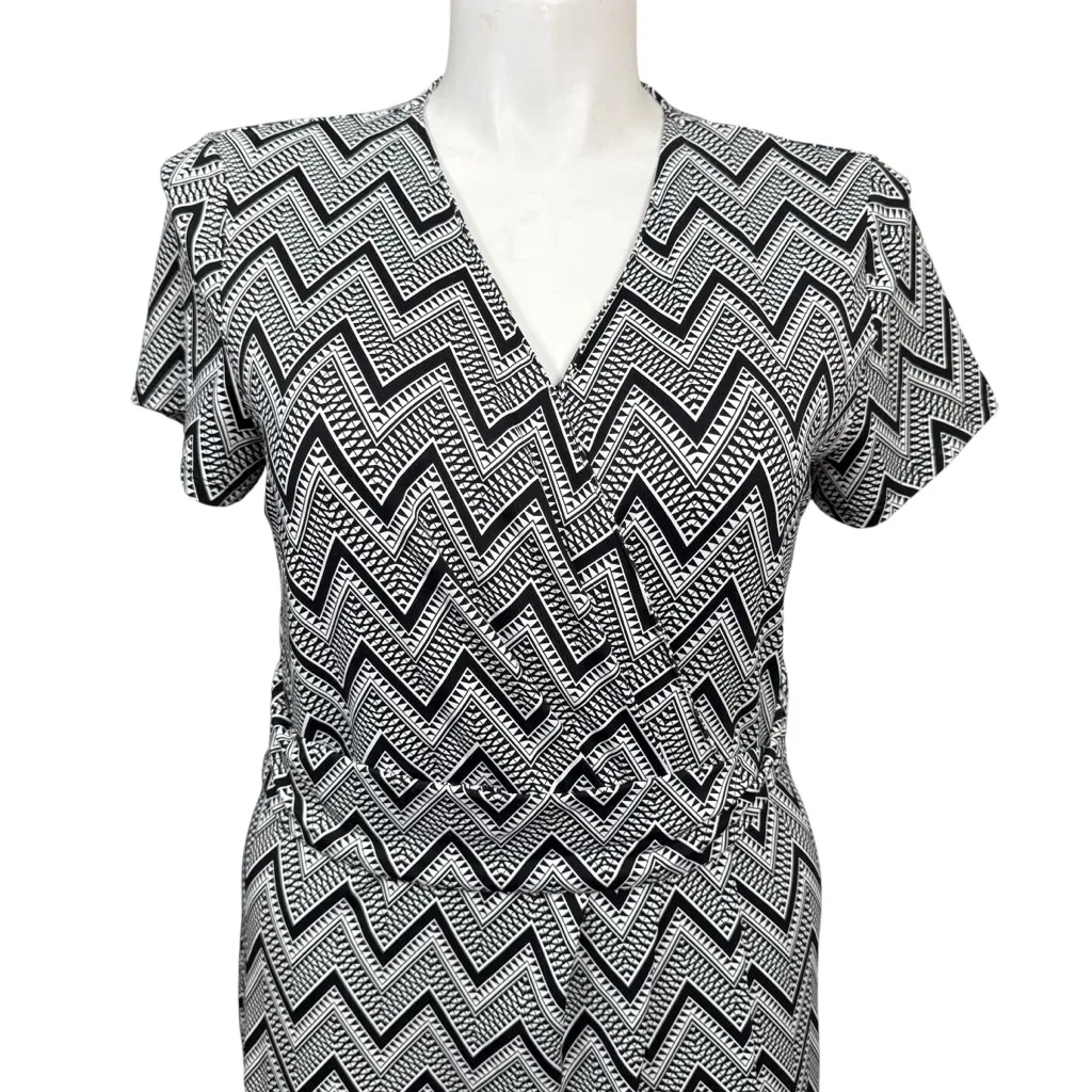 Talbots NWT Black White Chevron Print Wrap Dress XL Nylon Spandex - Image 2