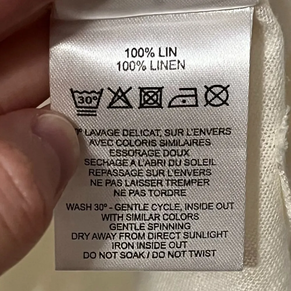 Ekyog 100% linen cream oversized tank blouse lagenlook minimalist neutral small - Image 6