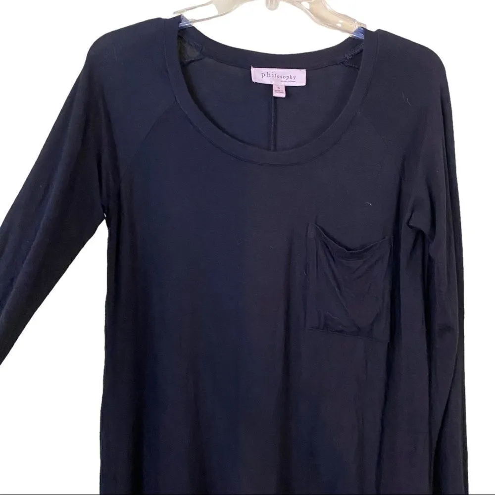 Philosophy Black Knit Tunic Long Sleeve Top Size Small - Image 4