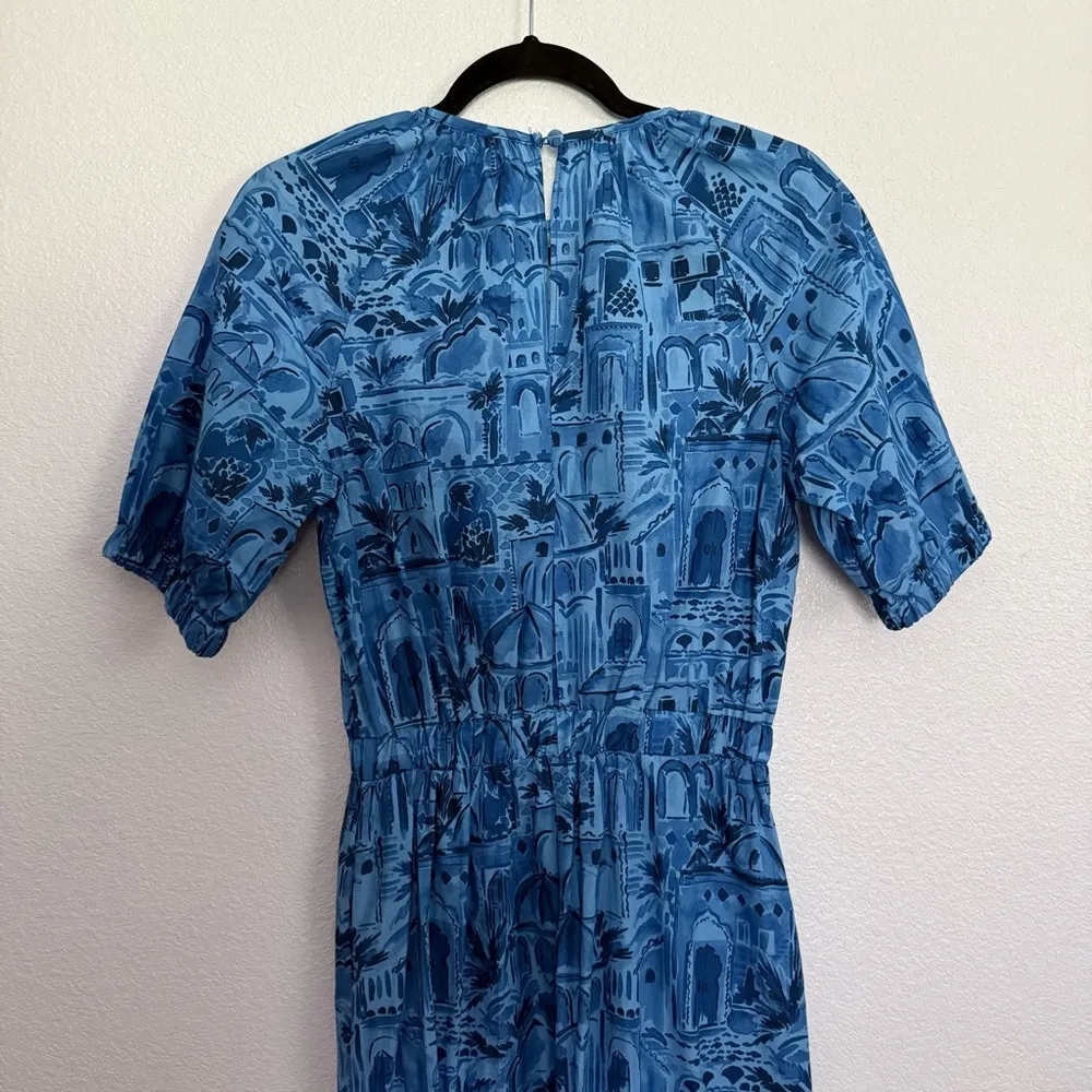 Never Fully Dressed Blue Scenery Rouched Dress 4 - Image 7