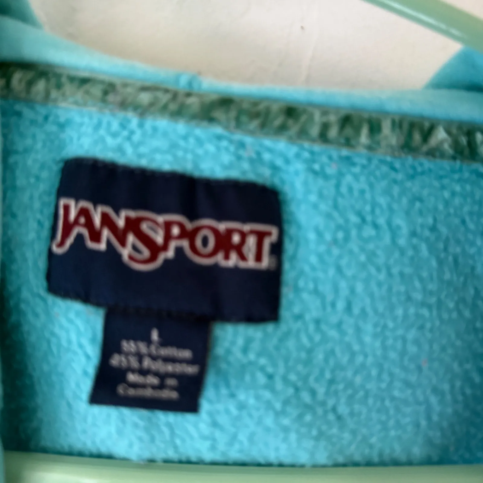 Jansport Vintage 90s Y2k Teal Blue Pullover Hoodie Sweatshirt Logo Women's L - Image 5