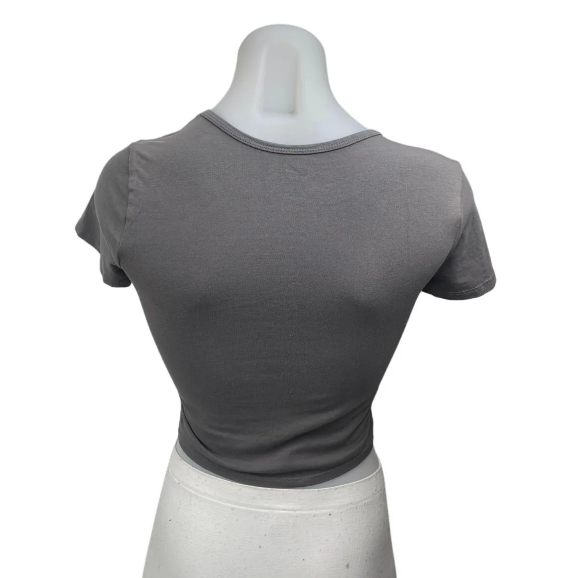 Hollister Malibu 89 Track and Field Gray Short Sleeve Crop Tee T-shirt Top Sz S - Image 2