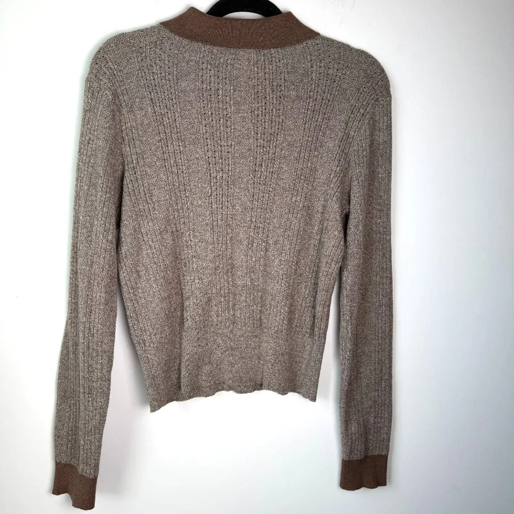 Current Air Womens Polo Sweater NWOT Brown 100% Cotton Size L Academia - Image 5