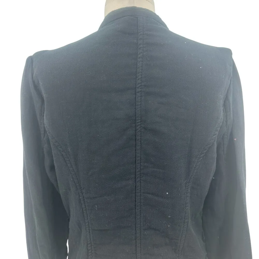 Free People Jagger Blazer Black‎ Military Button Front Cotton Size Medium - Image 10