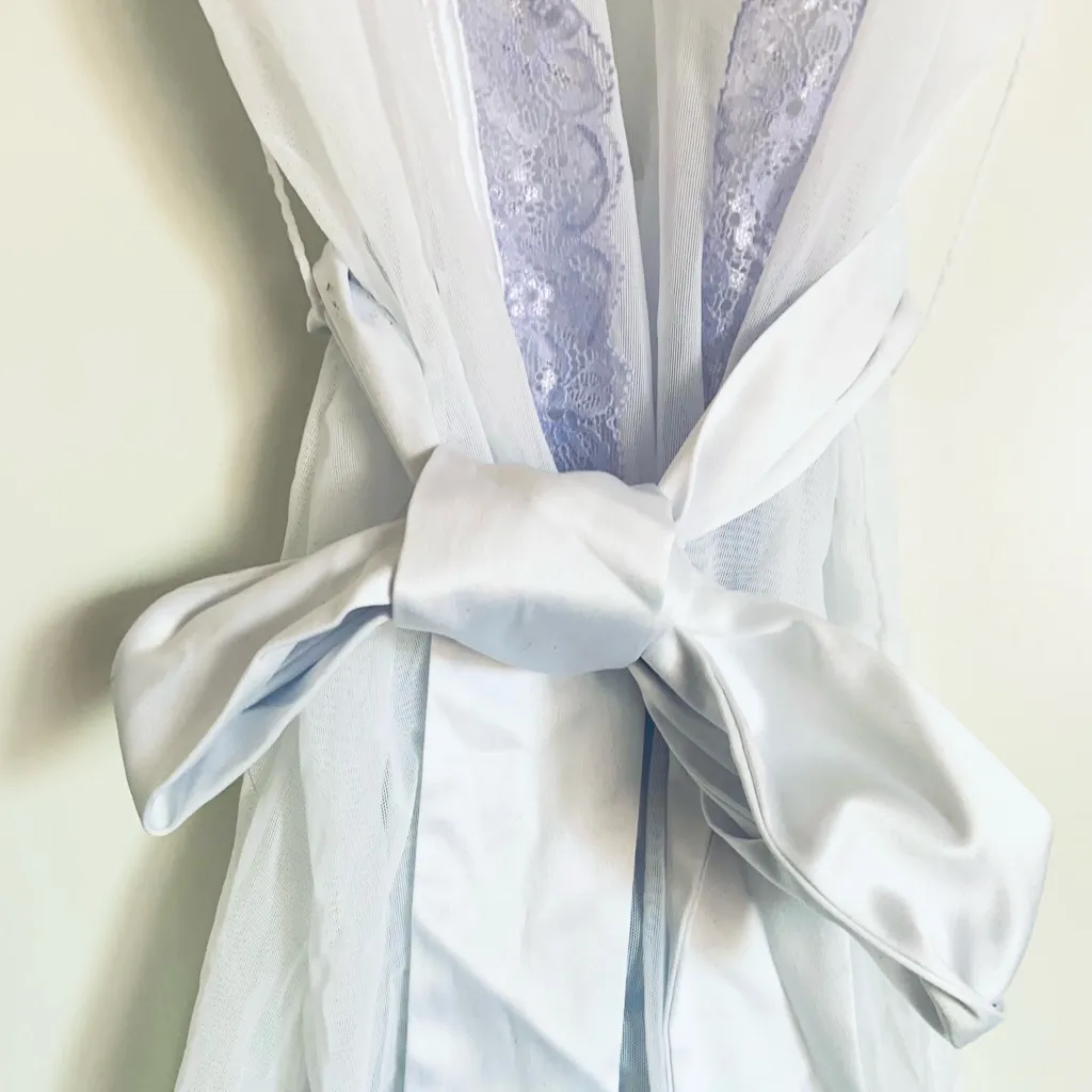 Lace Sheer Flutter Sleeve Robe Bridal White Lavender Romantic Wedding S/M NWT Purple Size undefined - Image 8