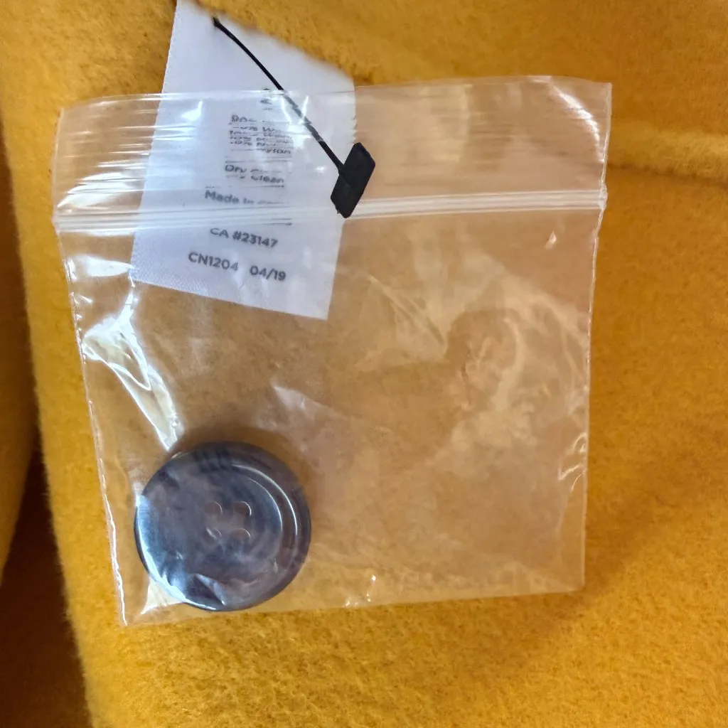 Talbots mustard yellow long sleeve collared button front mid length wool jacket - Image 9