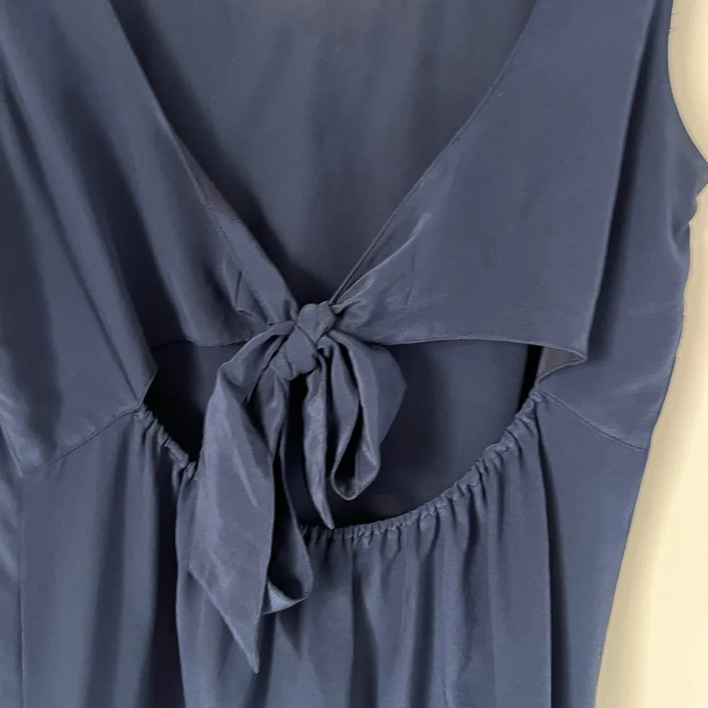 Madewell 100% Silk Lookout Bow Back Sleeveless Tank Top Blue Size XS - Image 10