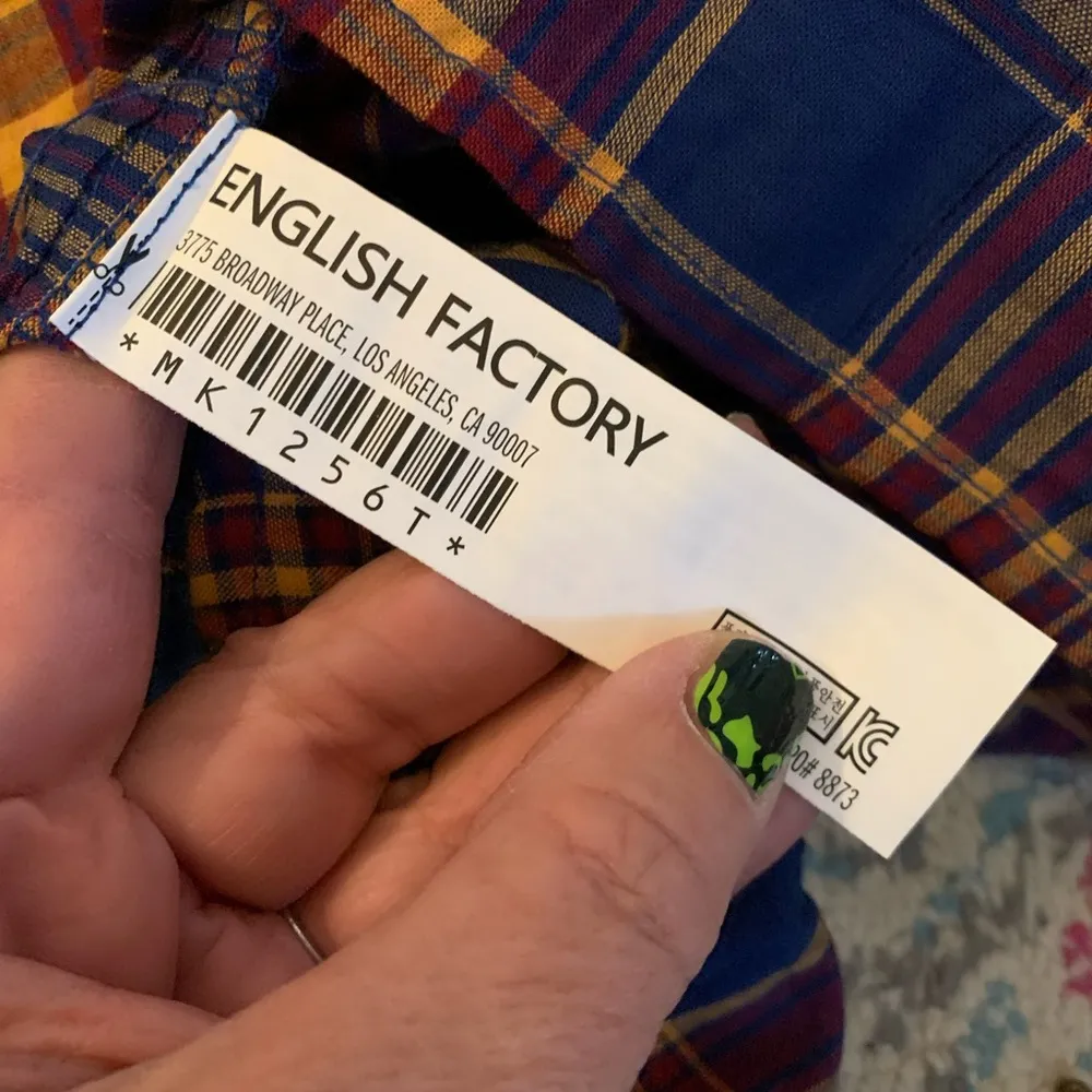 English Factory Plaid Cotton Oyster-Sleeve Top Multi Sz XS $65 - Image 12