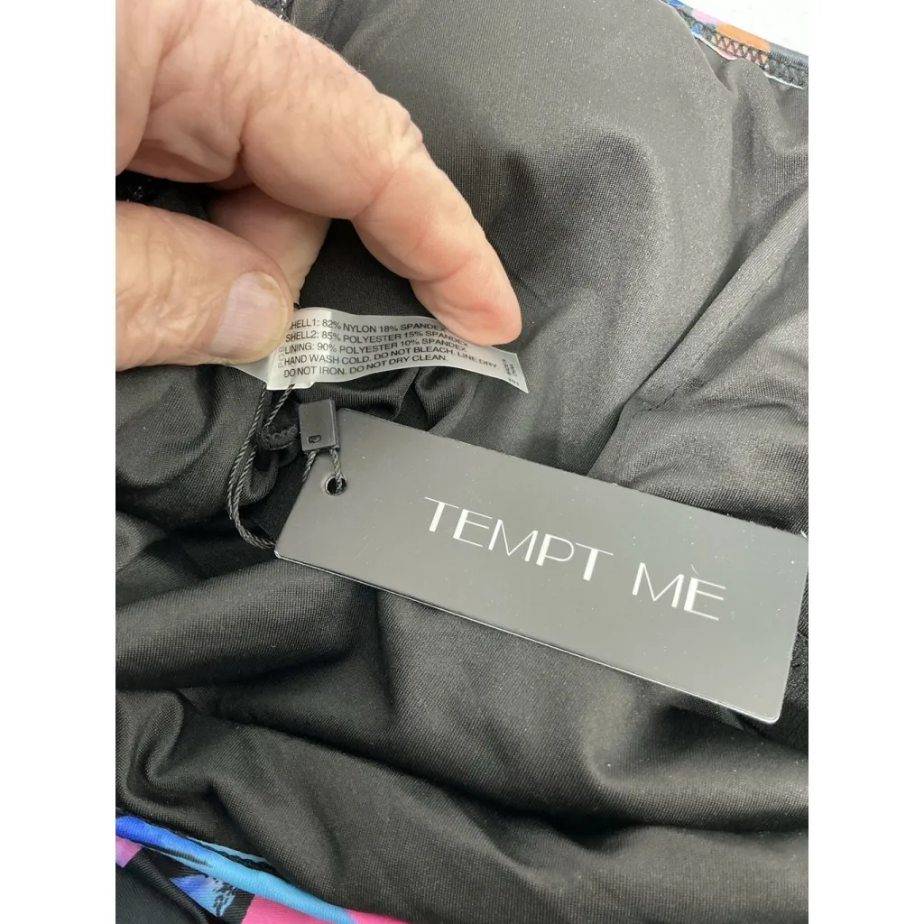 Womans NWT Tempt Me 1 Piece Floral Bathing Suit Black Spaghetti Straps Large - Image 3