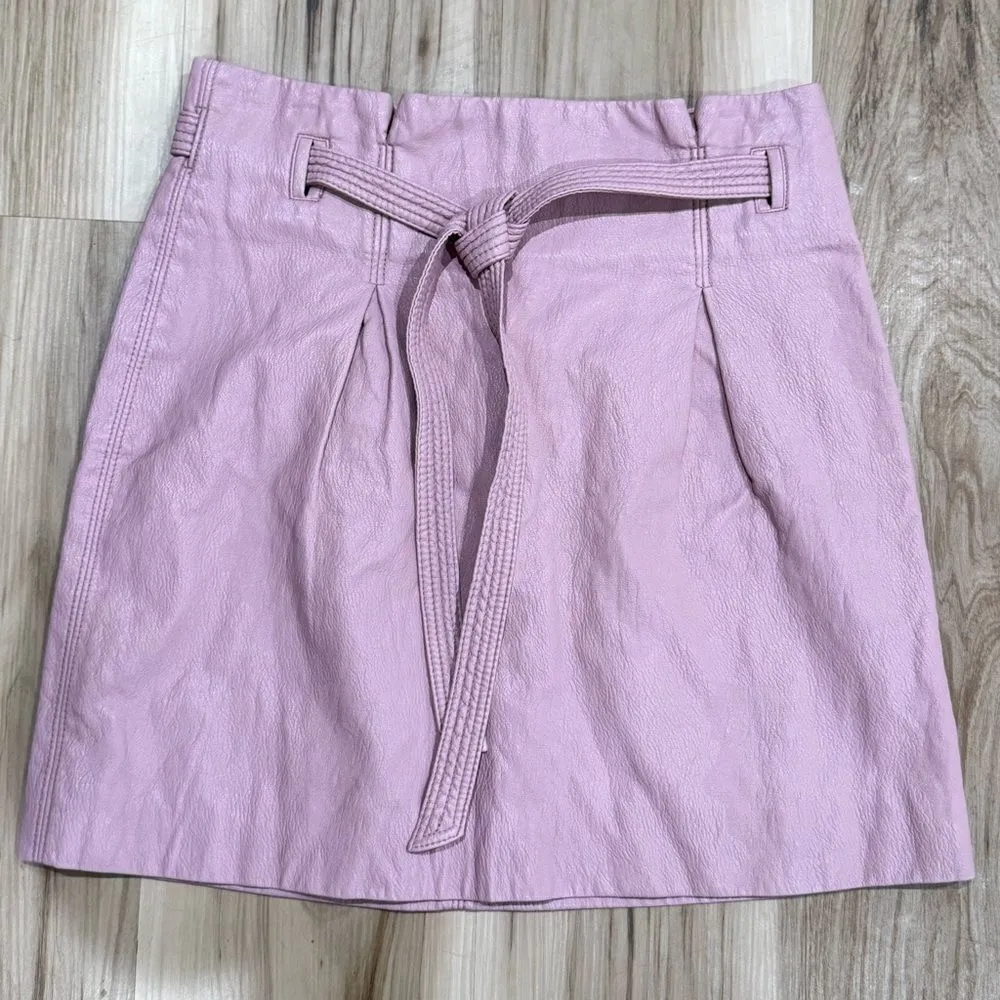 Free People Payton Paperbag Mauve Swoon Pink Faux Leather Mini Skirt Women’s 4 - Image 3
