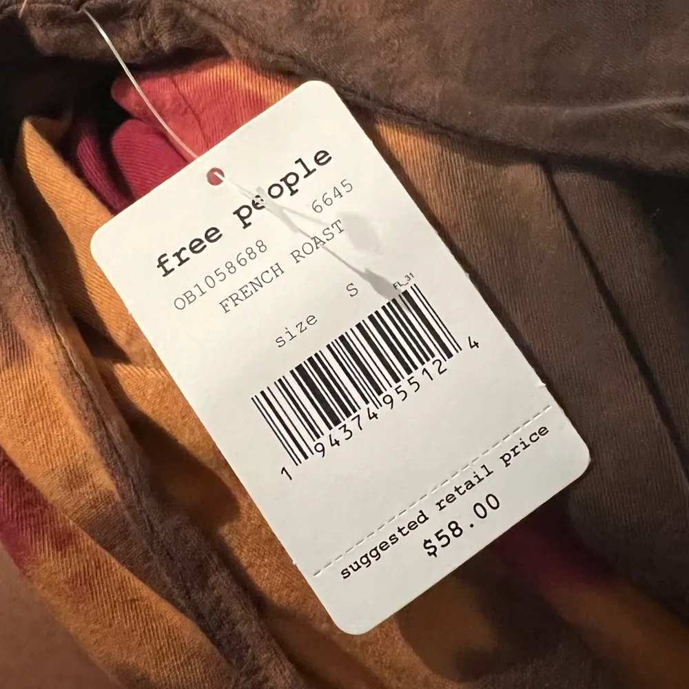 Free People Top Tie Dye French Roast Long Sleeve Oversize Tee Size S New w/Tag - Image 8