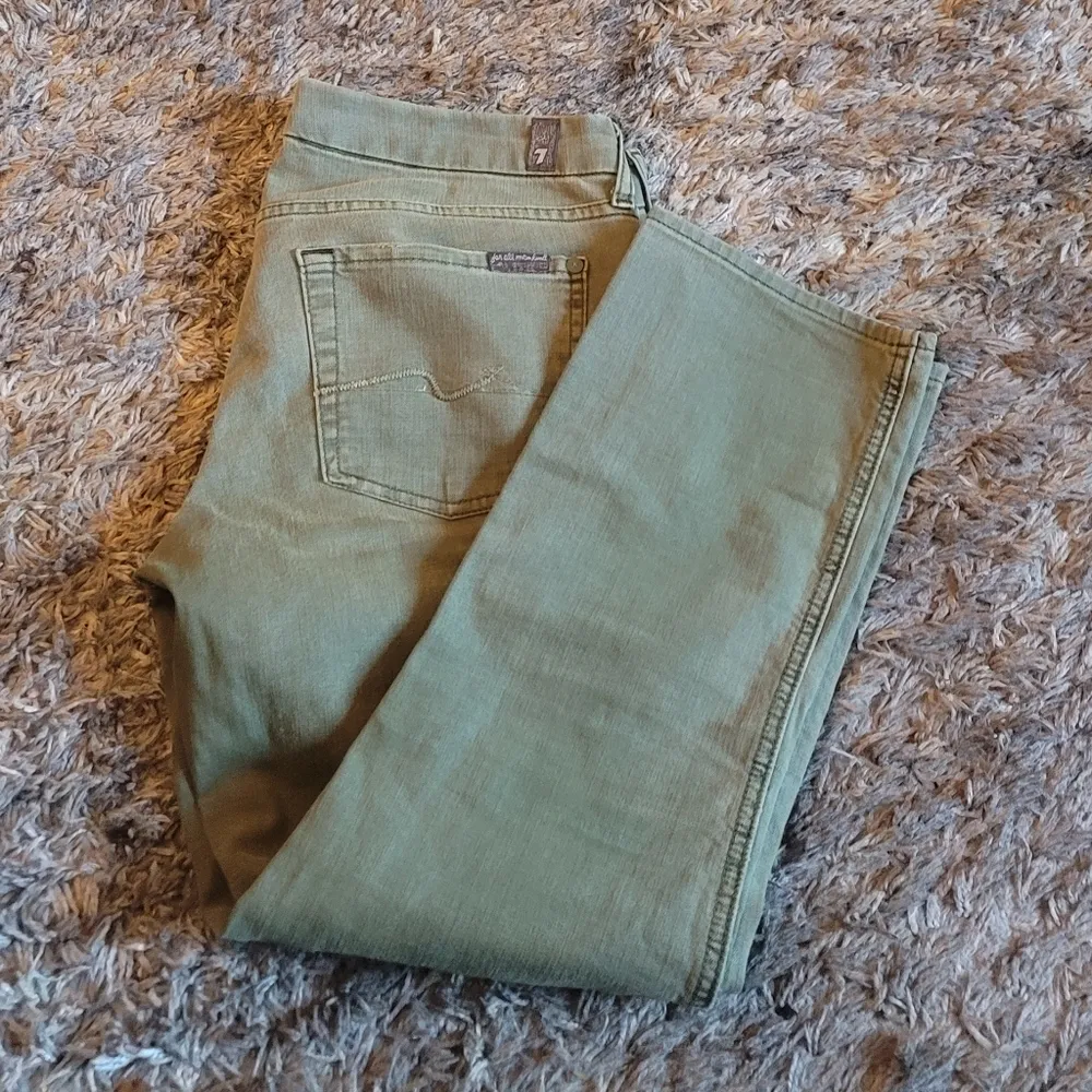 7 For All Mankind Army Green Crop Cargo Jeans 28 - Image 8