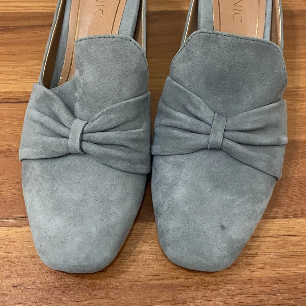 VIONIC Plaza Presley Bow Gray Suede Heeled Mules Slip On Women’s Shoes Size 7.5 - Image 4
