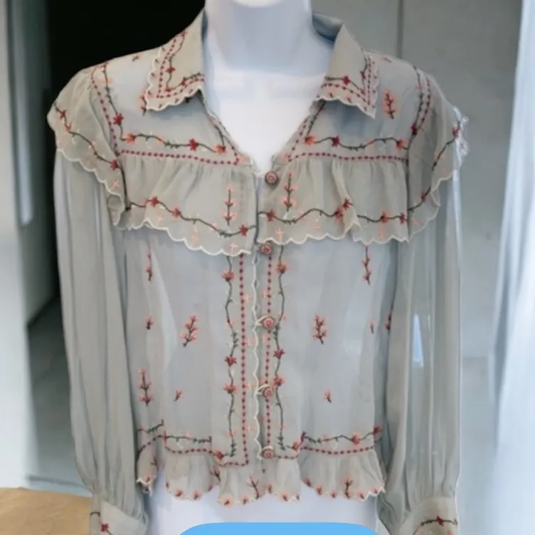 Zara Limited Edition
Embroidered Vintage Floral
Cottage Prairie Romantic Top - Image 5