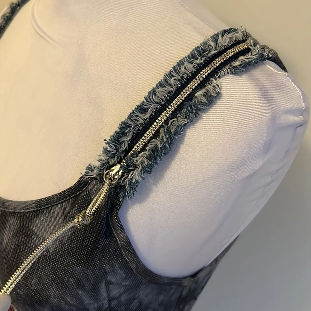 Snoskins Blue Tie Dye Sharkbite Hem Dress Size M - Image 4